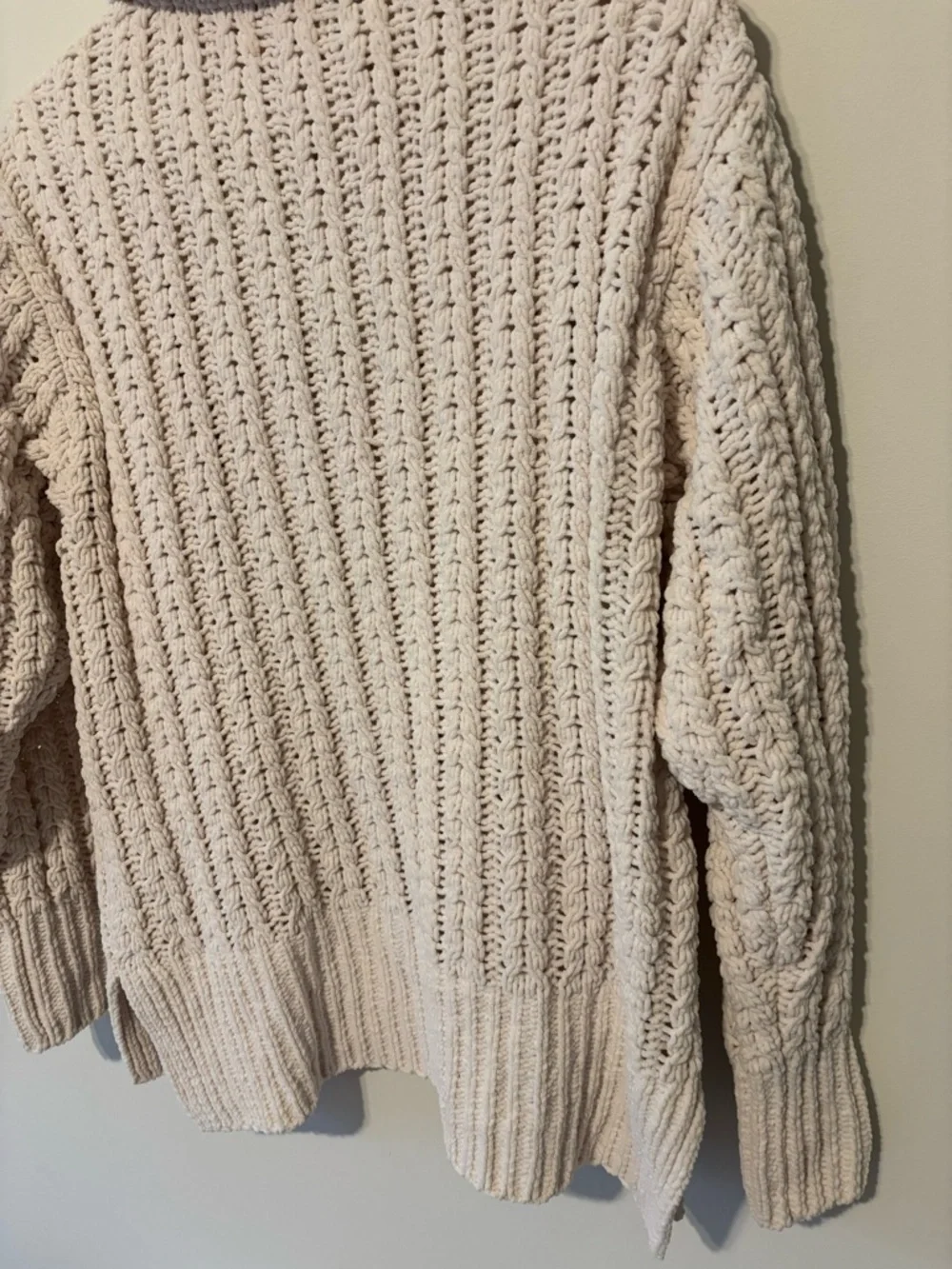 Aerie Women's Chunky Cream Oversized Quarter Zip Cable Knit Sweater Size XS
